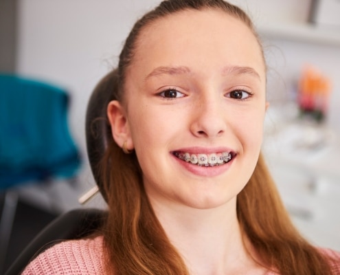 Braces on a young girl